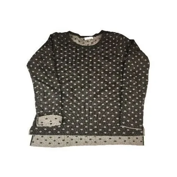 Benedetta B. Wool Cashmere Blend Grey Polka Dot Pullover Sweater L Made In Italy - Picture 1 of 9